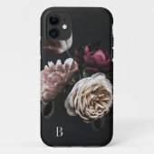 Elegant Dark Floral Roos Monogram Case-Mate iPhone Case (Achterkant)