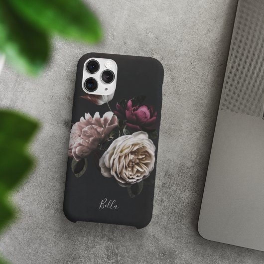 Elegant Dark Floral Roos op maat Case-Mate iPhone Case