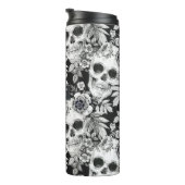 Elegant Dark Floral Skulls op Black Personalized Thermosbeker (Geroteerd rechts)