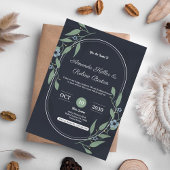 Elegant Dark Floral Wedding Invitation Kaart