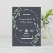 Elegant Dark Floral Wedding Invitation Kaart (Staand voorkant)