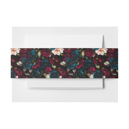 Elegant Dark Floral Wedding Invitation Uitnodigingen Wikkel (Voorkant Voorbeeld)