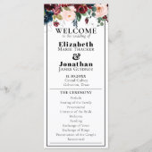 Elegant Dark Florals Wedding Programmakaart (Voorkant)