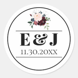 Elegant Dark Florals Wedding Ronde Sticker