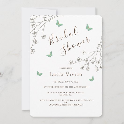 Elegant Dark Gold Butterfly Vrijgezellenfeest Kaart (Voorkant)