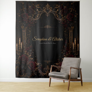 Elegant Dark Gothic Wedding Backdrop Wandkleed