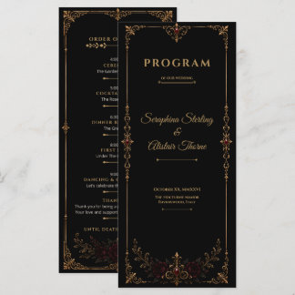 Elegant Dark Gothic Wedding Program Programmakaart