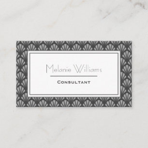 Elegant Dark Gray Art Deco Patroon Visitekaartje