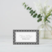 Elegant Dark Gray Art Deco Patroon Visitekaartje (Staand voorkant)
