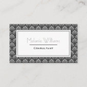 Elegant Dark Gray Art Deco Patroon Visitekaartje (Voorkant)
