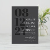 Elegant Dark Gray & Black Typography Wedding Kaart (Staand voorkant)
