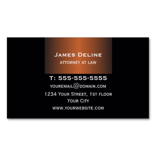 Elegant Dark Gray Copper Attorney Magnetisch Visitekaartje (Voorkant)