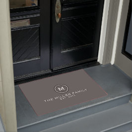 Elegant Dark Gray Monogram Familienaam Deurmat