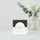 Elegant Dark Gray White Circle Golden Hairdresser Vierkante Visitekaartje (Staand voorkant)