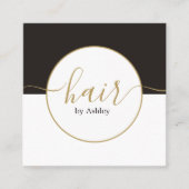 Elegant Dark Gray White Circle Golden Hairdresser Vierkante Visitekaartje (Voorkant)