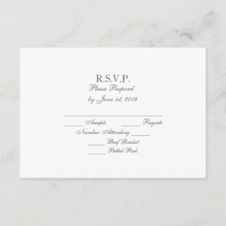 Elegant Dark Gray White Formal Wedding RSVP-kaarte Informatiekaartje