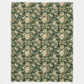 Elegant Dark Green and Gold Flowers Blanket Fleece Deken (Voorkant)