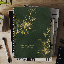 Elegant dark green and gold professional  notitieboek