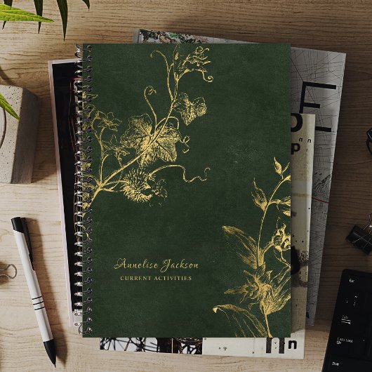 Elegant dark green and gold professional notitieboek
