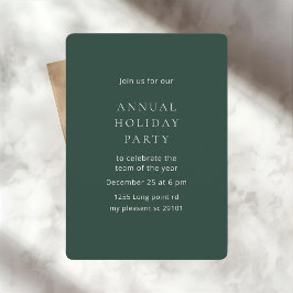 Elegant Dark Green Annual Holiday Party Kaart