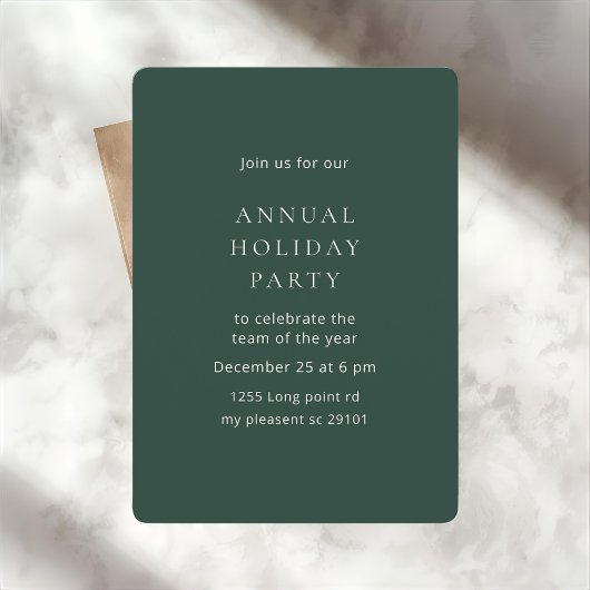 Elegant Dark Green Annual Holiday Party Kaart