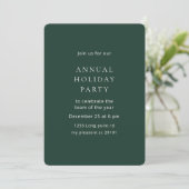 Elegant Dark Green Annual Holiday Party Kaart (Staand voorkant)