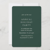 Elegant Dark Green Annual Holiday Party Kaart (Voorkant)