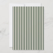 Elegant Dark Green Cream Vertical Stripes Wedding Kaart (Achterkant)