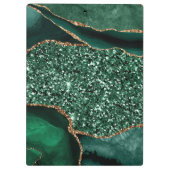 Elegant Dark Green en Gold Glitter Ocean Agate Klembord (Achterkant)