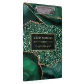 Elegant Dark Green en Gold Glitter Ocean Agate Klembord (Rechts)