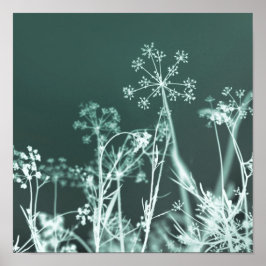 Elegant Dark Green Floral Abstract Poster