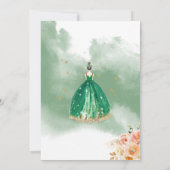 Elegant Dark Green Floral Princess Quinceañera Kaart (Achterkant)