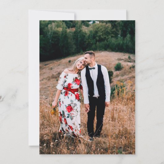 Elegant Dark Green Gold Botanical foto Weddenschap Kaart (Achterkant)