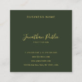 Elegant Dark Green Gold Text Calligraphy Glossy Vierkante Visitekaartje (Achterkant)