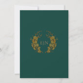 Elegant Dark Green Golden Birds Monogramed Kaart (Achterkant)