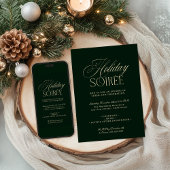 Elegant Dark Green Holiday Dinner Party Invitation Feestdagenkaart