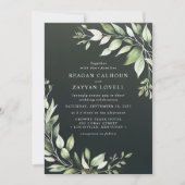 Elegant Dark Green Modern Greenery's Wedding Kaart (Voorkant)