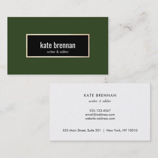 Elegant Dark Green Professional Visitekaartje (Voorkant / Achterkant)