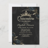 Elegant Dark Green Roses Gothic Quinceañera  Kaart (Voorkant)