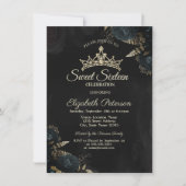 Elegant Dark Green Roses Gothic Sweet 16 Kaart (Voorkant)