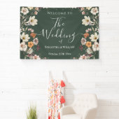 Elegant Dark Green Rustic Wildflower Boho Wedding Spandoek (Insitu)