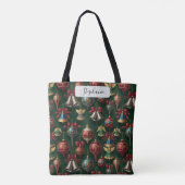 Elegant Dark Green Traditional Bauble Personalized Tote Bag (Achterkant)