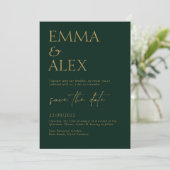 Elegant Dark Green Wedding Invitation Kaart (Staand voorkant)