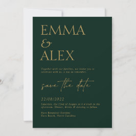 Elegant Dark Green Wedding Invitation Kaart