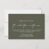Elegant Dark Green Wedding Reception Kaarten RSVP Kaartje (Voorkant)