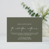Elegant Dark Green Wedding Reception Kaarten RSVP Kaartje (Staand voorkant)