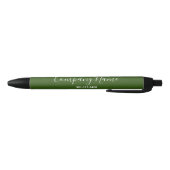 Elegant Dark Green White Script Company Name Phone Zwarte Inkt Pen (Bodem)