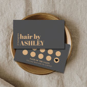 Elegant Dark Grey Faux Golden Hair Salon Klantenkaartje