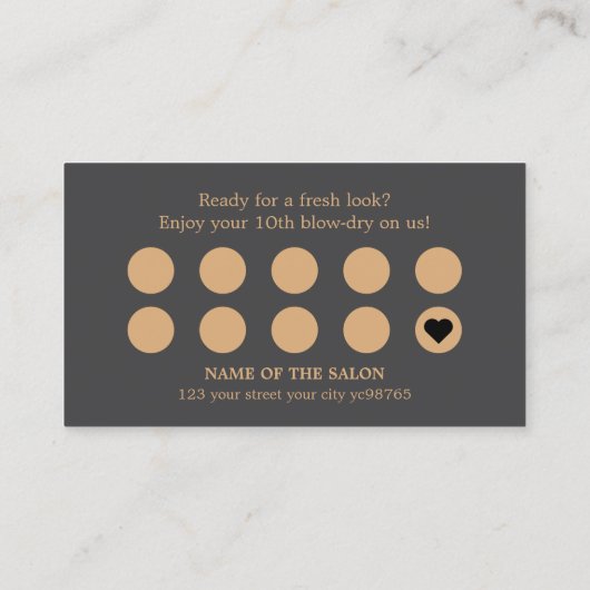 Elegant Dark Grey Faux Golden Hair Salon Klantenkaartje (Achterkant)