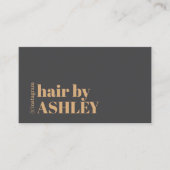 Elegant Dark Grey Faux Golden Hair Salon Klantenkaartje (Voorkant)